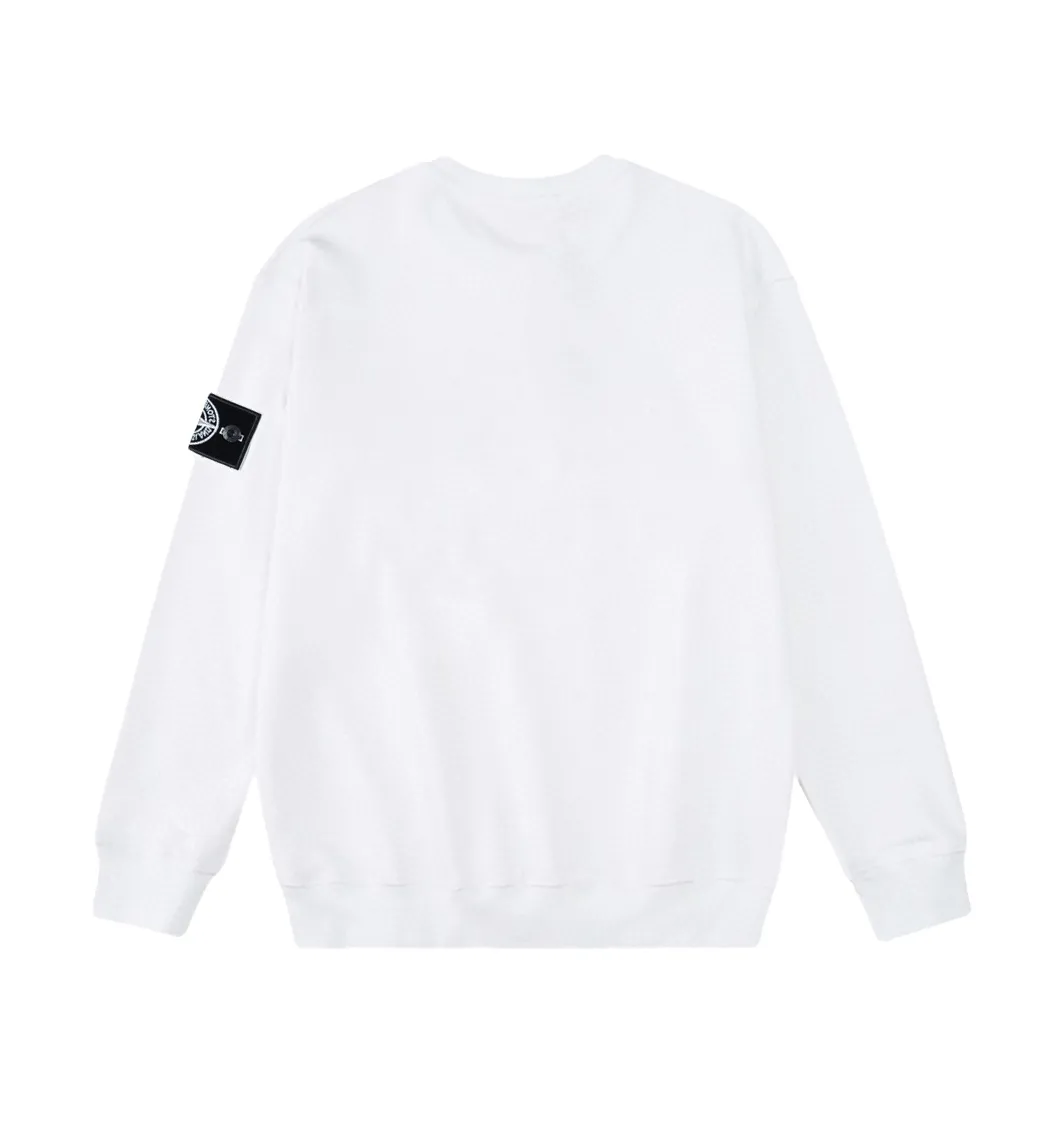 W816#P160💰 Stone Island black and white Tai Chi compass logo printed round neck long-sleeved sweatshirt! Versatile base round neck sweatshirt for couples! Simple armband design, customized 1*1 thread (fine texture), 380g double-strand large terry fabric, very good quality, foreign trade craftsmanship, respect the original version! The threads at the cuffs and hem are all original bartacks! The time-consuming and material consumption distinguishes the ordinary version on the market! Tops worn by celebrities from all walks of life on INS, can be matched with couple styles!  Color: Black White Size: M-XXL